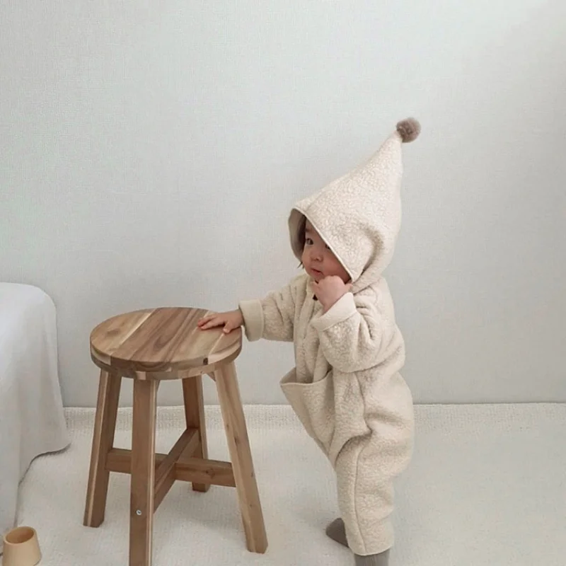 0-24M Newborn Kid Baby Boys Girls Winter Clothes Thick Warm Hooded Baby Romper Long Sleeve Fleece Jumpsuit New Born Outfit