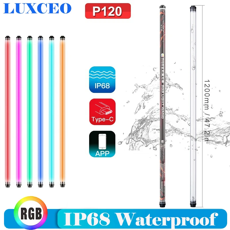 LUXCEO P120 RGB LED Light Tube 120cm Photography Lighting Tube Stick with Remote Control /APP Control for Video Photo Studio