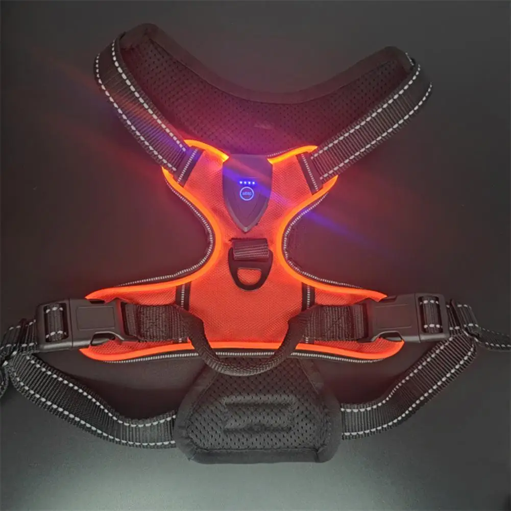 Pet Vest Harness Rechargeable Led Dog Harness for Night Walking Adjustable Glow Vest for Small Medium Dogs Pet Chest Strap Led