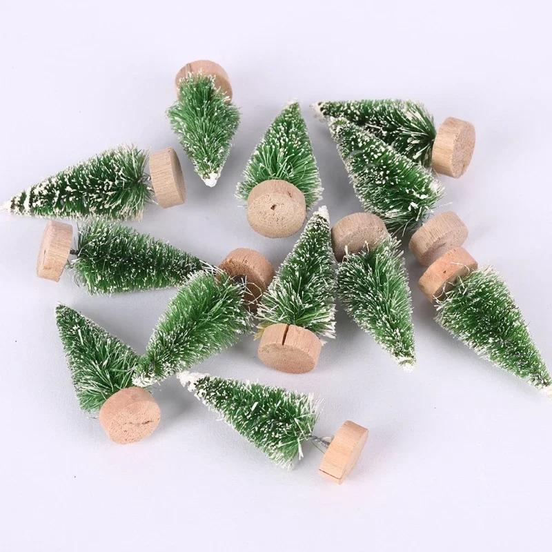 12 pcs Mini Christmas Tree Sisal Silk Cedar Desktop Decoration Xmas Shooting Props Scene Table Decor for Home