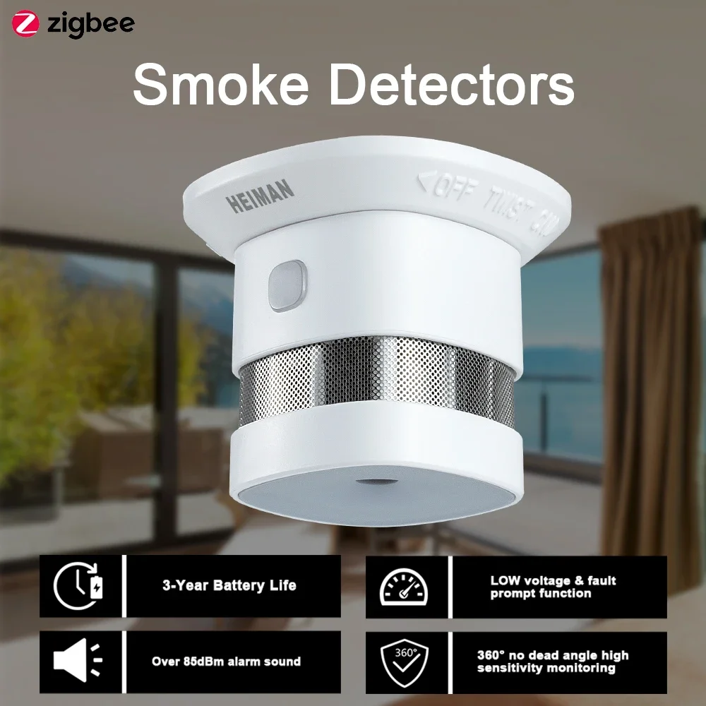 Imagem -02 - Heiman-zigbee Fire Alarm Smoke Detector Sistema Smart Home 2.4ghz Alta Sensibilidade Sensor de Prevenção de Segurança