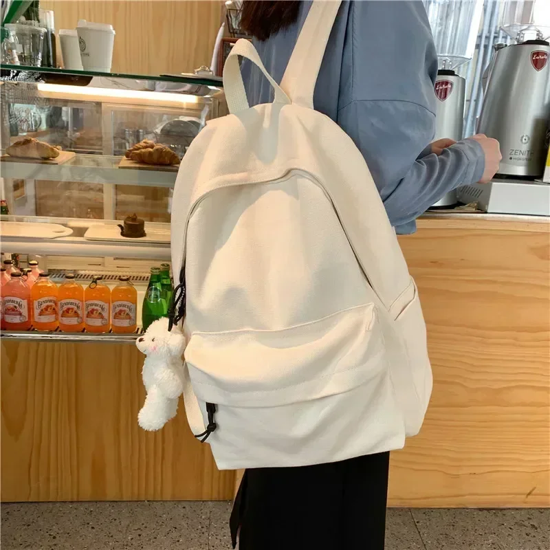 Solid Color Travel Backpack  New School Book Bag for Student Girls Boys School Backapck Fashion Backpack Canvas Women Backpack