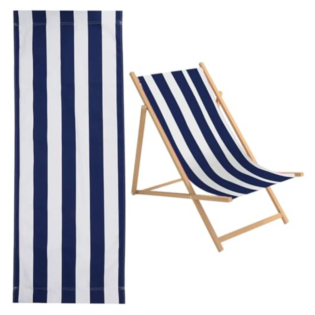 

Easy to Clean and Long Lasting Beach Lounger Replacement Cloth Polyester Fabric 120x44 cm White and Blue Striped