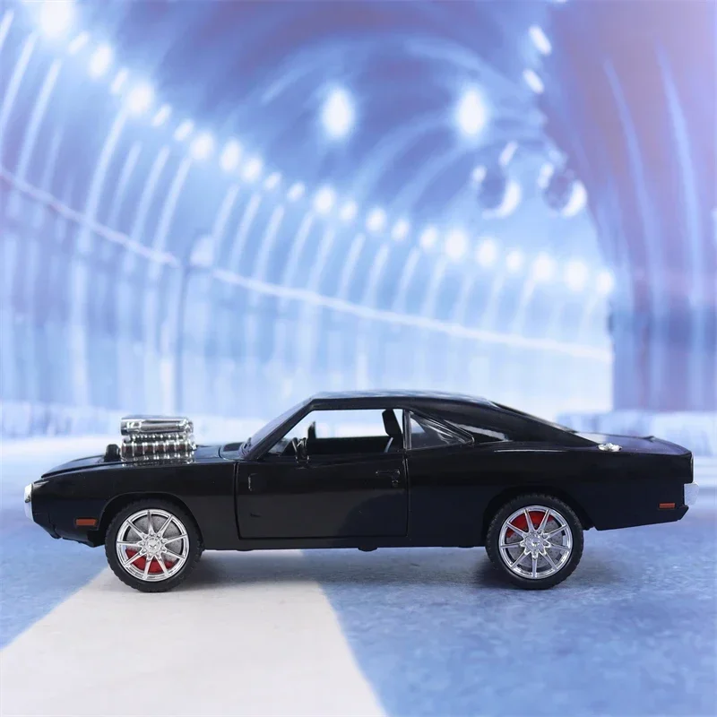 1:24 1970 Dodge Charger R/T Muscle car Diecast Metal Alloy Model car Sound Light Pull Back Collection Kids Toy Gifts A624