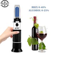 Handheld Refractometer Sugar Concentration Meter Densimeter 0-25% Alcohol 0-40% Brix Saccharimeter Sugar Tester Fruit Grapes ATC