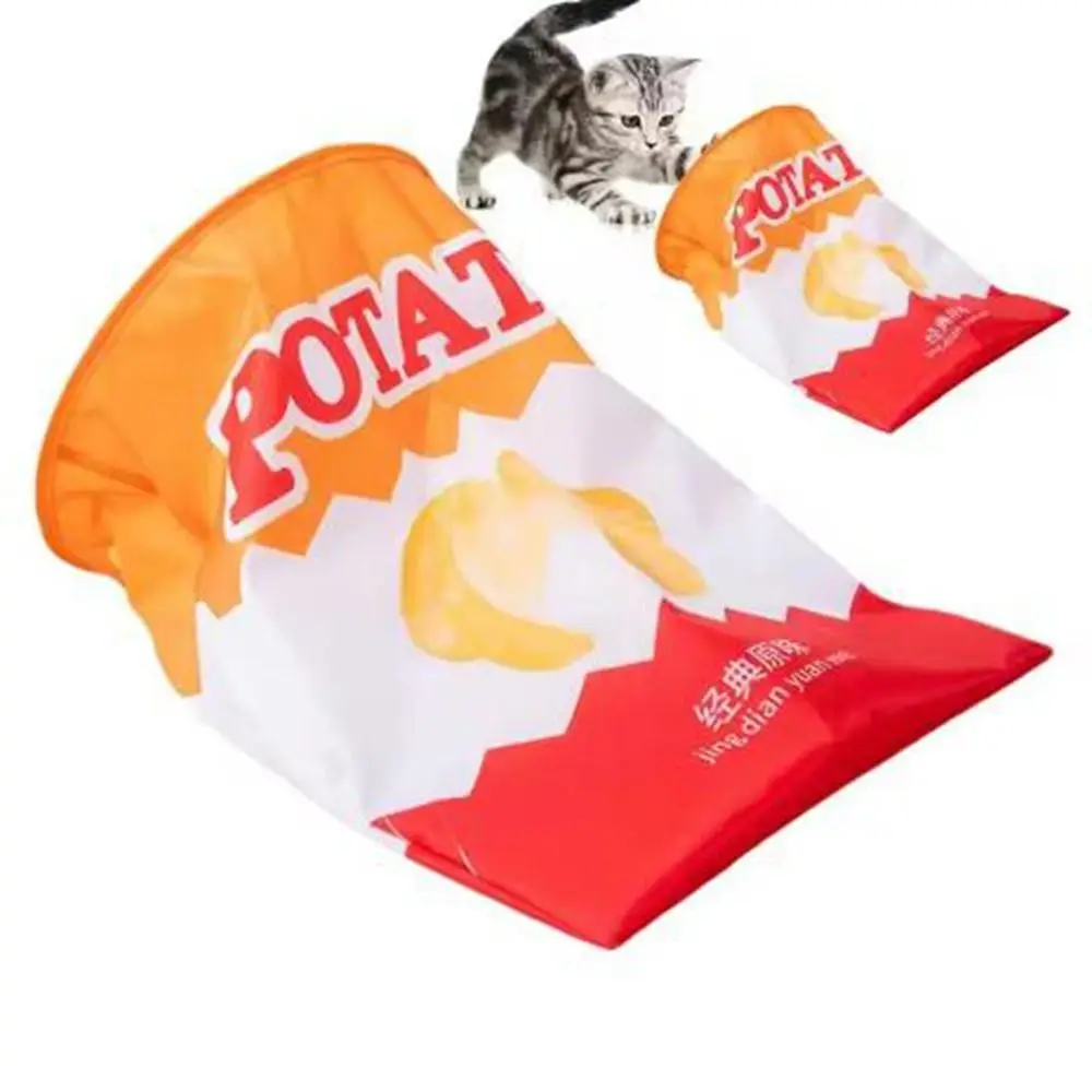 

Funny Polyester Interactive Cat Drill Bag Bite Resistant Collapsible Potato Chips Cats Tunnel with Sound Cat Tunnel Bag for Home
