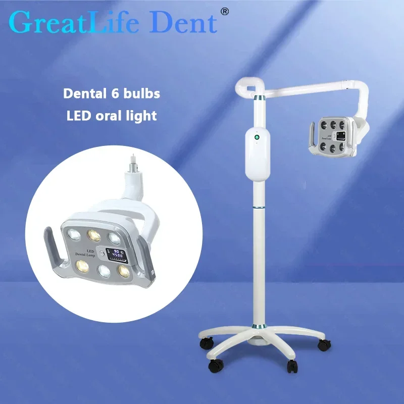 Greatlife dental piso-pé 6leds lâmpada luz oral com sensor para clínica odontológica fria shadowless operação cirurgia luz