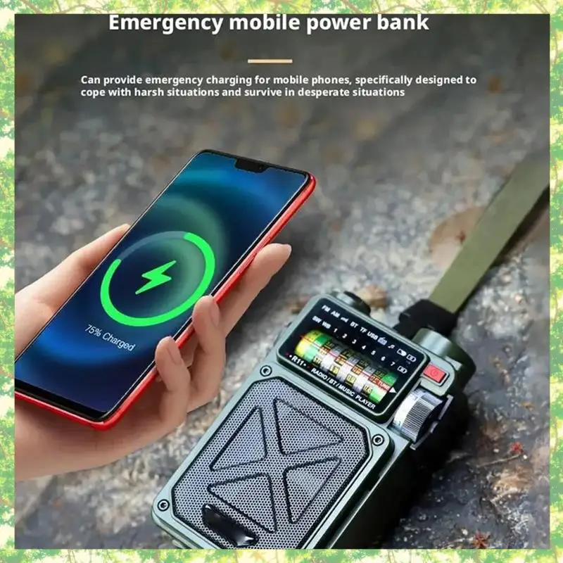 Radio Surya Darurat Yang Dioperasikan dengan Tangan Cerdas Radio Alarm Berkemah Luar Ruangan Bluetooth Surya Radio Alarm Berkemah Luar Ruangan Bluetooth