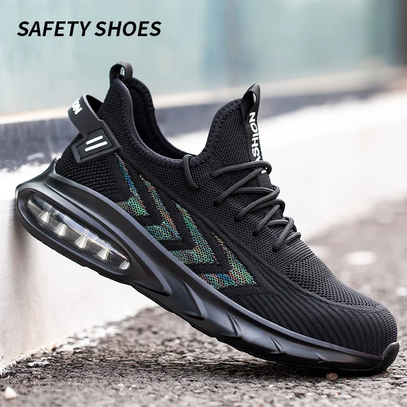 Fashion labor protection shoes men's anti-smash anti-puncture work shoes breathable shock absorbent wear safety work shoes M1144