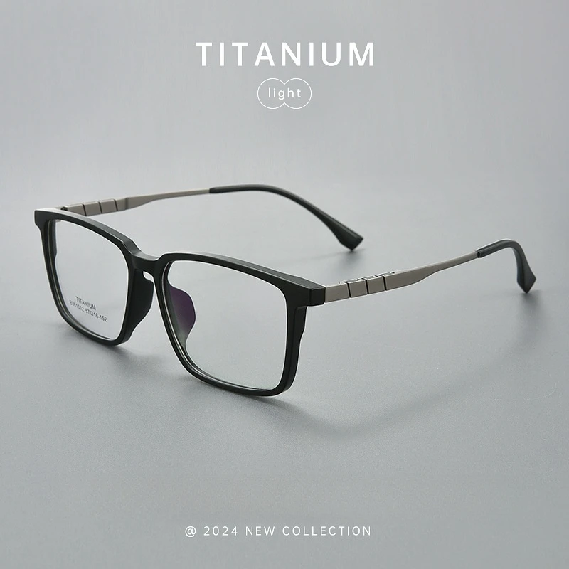 YIMARUILI Business Ultralight Big Face Men's Eyeglasses Frame TR90 Pure Titanium Retro Square Optical Prescription Glasses BV610