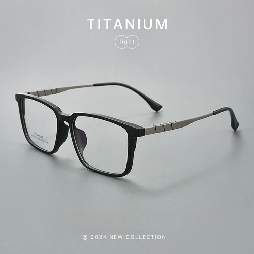 Imagen 2 del producto YIMARUILI, gafas de negocios ultraligeras de cara grande para hombre, montura TR90 de titanio puro, gafas graduadas ópticas cuadradas Retro BV610