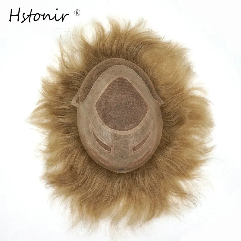 Hstonir Natural Wig For Men Human Hair Replacement System Prosthetic Male Toupee System Unit Indian Remy Hair H010