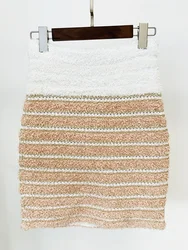 HIGH STREET Newest Fashion 2026 Designer Skirt Women's Color Block Tassel Striped Knit Mini Skirt