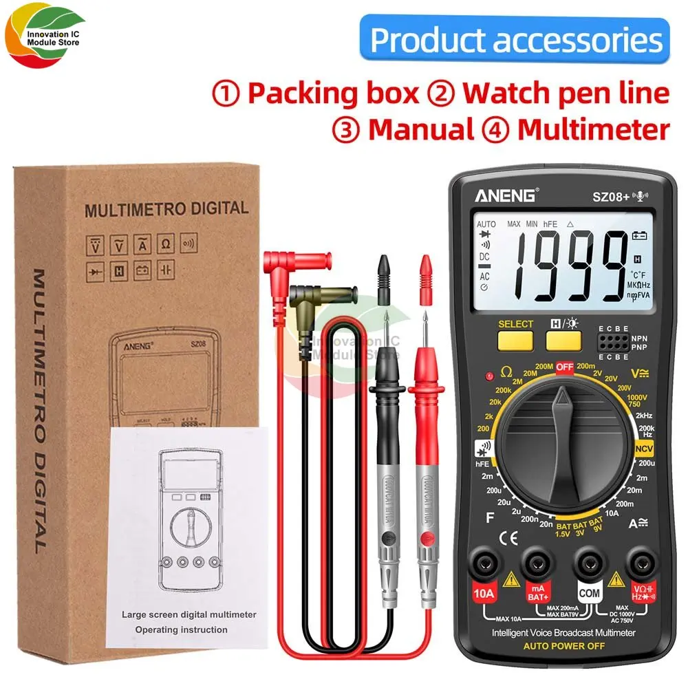 SZ08 Digital Multimeter Ultra-thin Storage Professional Multimetro Auto Voltmeter AC DC 220V Resistance Handhold Testers