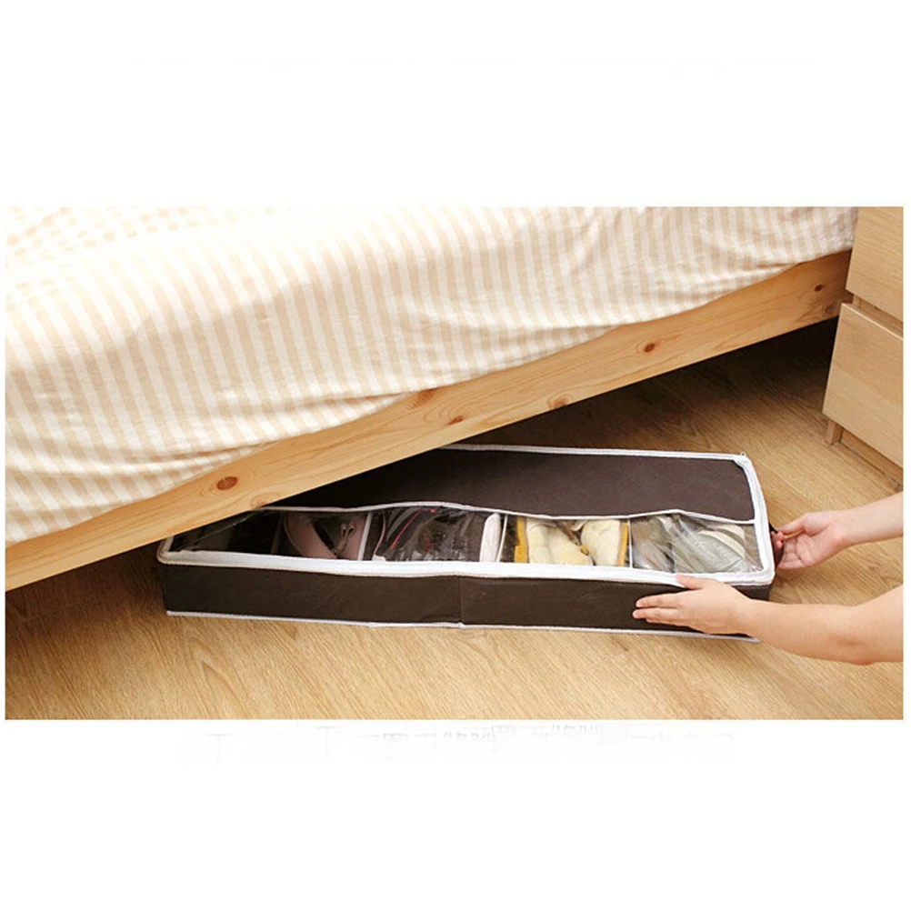 

5 Grids Shoes Storage Box Non Woven Fabric Organizer Clear Shoe Boxes Container For Belts Scarves Socks Cosmetics Home Storage