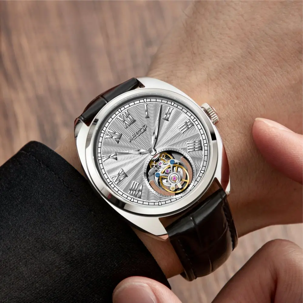 AESOP Real Flying Tourbillon Skeleton Watch for Men Mechanical Wristwatches Male Clocks Sapphire Crystal Waterproof Watches 2025
