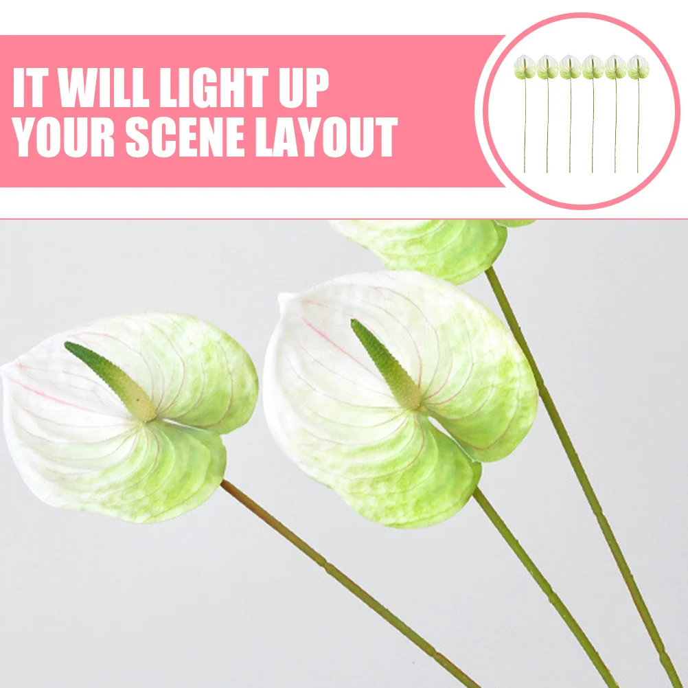 

6Pcs Artificial Anthurium Flowers Plastic Material Soft Stem Lifelike Bouquet for Home Wedding Party Decoration