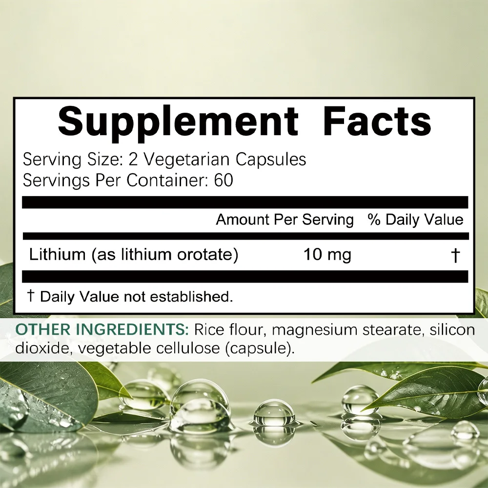 10mg Lithium Orotate - Essential Trace Mineral with High Bioavailability, 30/60/120 Vegetarian Capsules,Healthy Aging Supplement