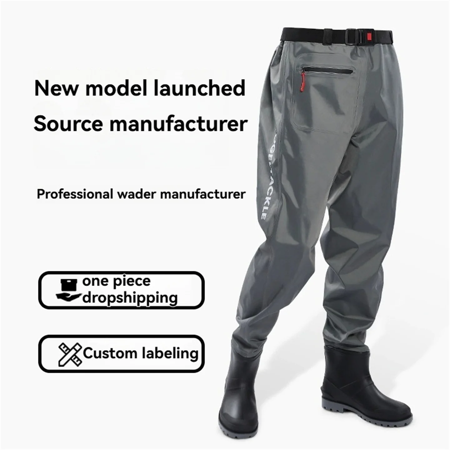 Unisex Nylon Waterproof Lure Fishing Wading Pants Waist Waders With Thick Sole Boots Lightweight For Aquaculture Harvesting
