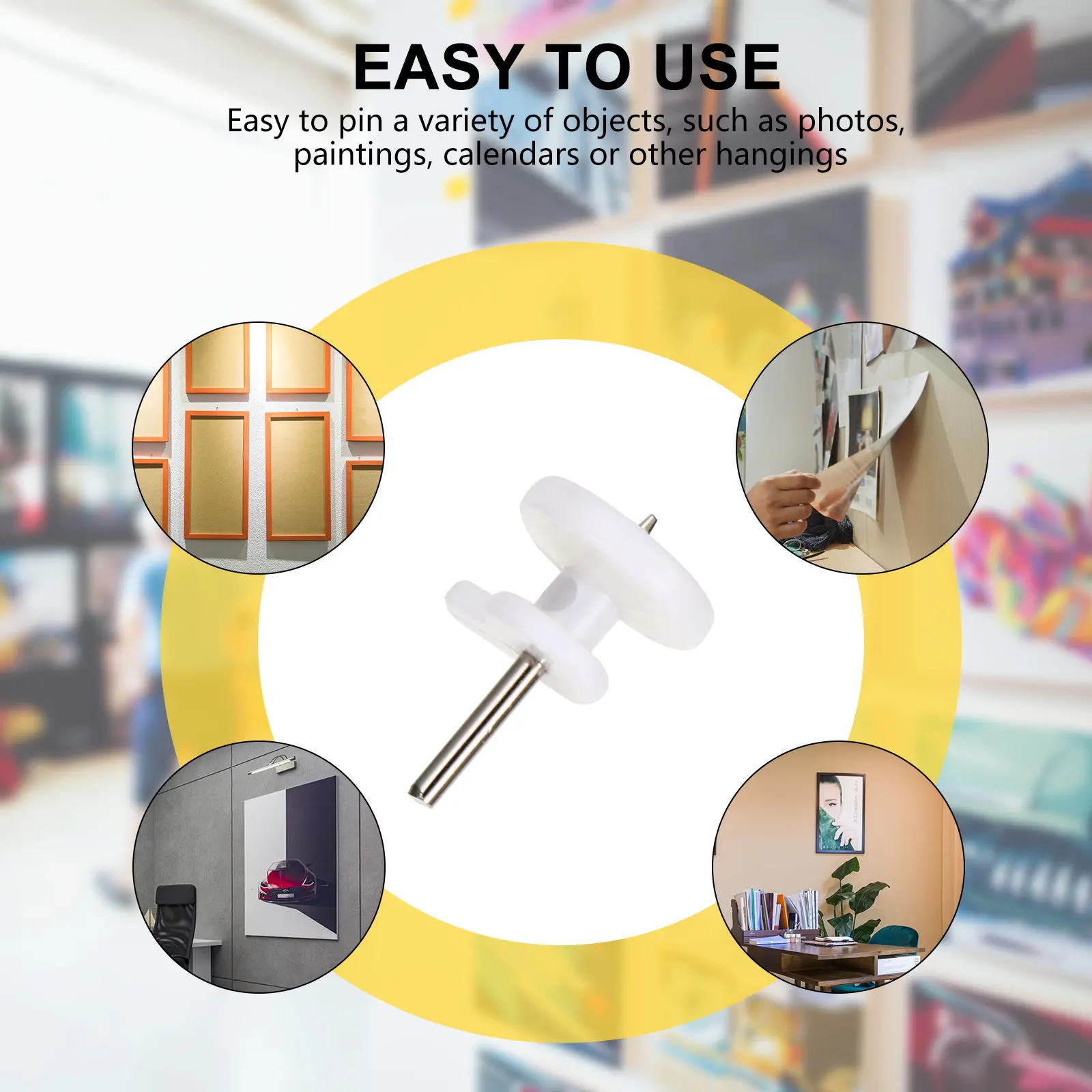 100Pcs Mini Non-Mark Picture Pin Studs No Damage Wall Hangers Frame Hooks Plastic Hardwall Mount Hooks for Home