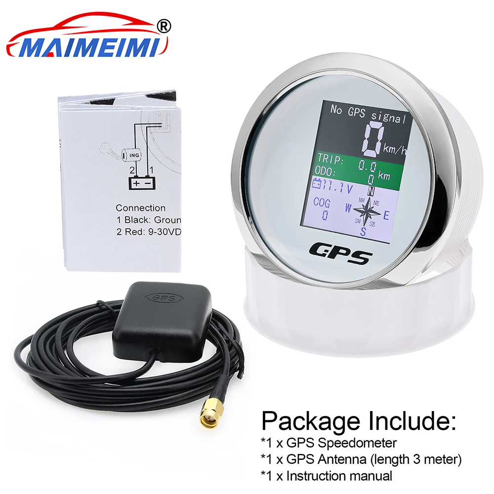 

85 мм GPS-спидометр с TFT-экраном, цифровой одометр скорости км/ч, MPH узлы, вольтметр с GPS-антенной, автомобильные водонепроницаемые датчики