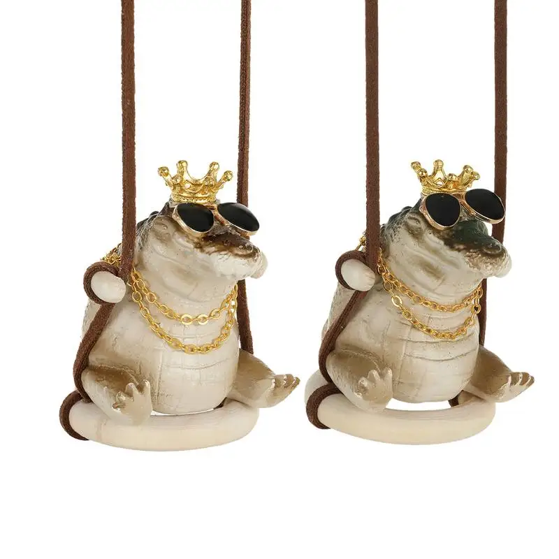 Urok samochodu na lusterko wsteczne kołyszący się krokodyl śmieszne akcesoria samochodowe wiszące ozdoby śliczny samochód dekoracja wnętrz widok z tyłu