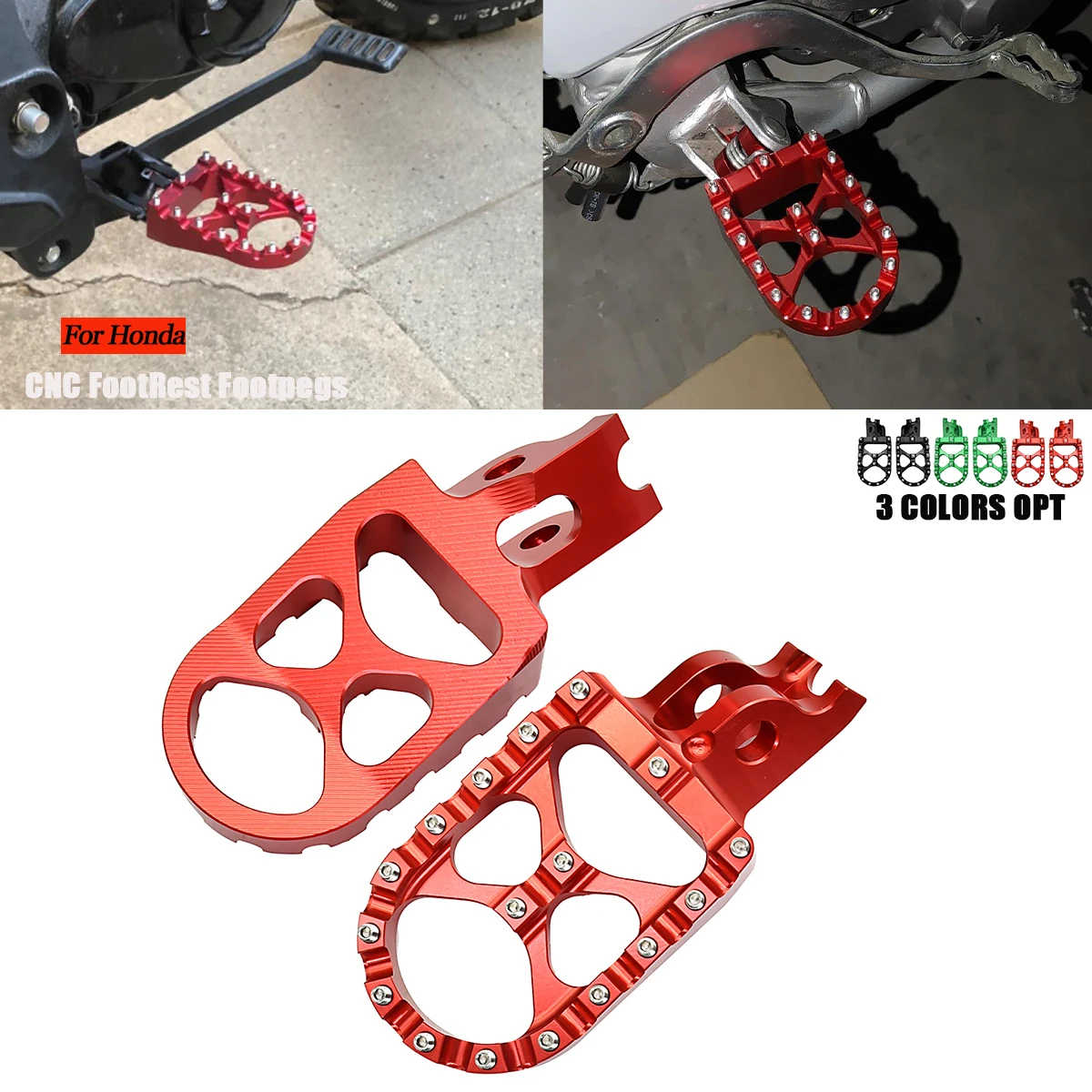 

For Honda CR 125R 250R CRF 150R 250X 250RX 450R 450X 450RX 450L 1000L 250L 250M Motorcycle CNC Foot Pegs Rests Pedals Footpegs