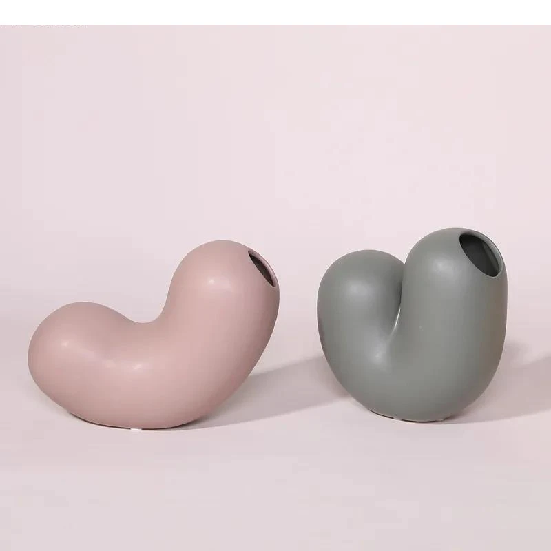 Minimalism Cashew Shape Ceramic Vase Flower Pots Desk Decoration Ornaments Flowers Arrangement Floral Vases Room Aesthetic Decor