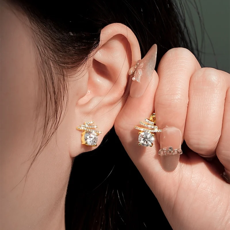 Rrjzz 6,5 mm D-Farbe Moissanit-Ohrstecker, Labor-Imitationsdiamant, Leiterform, Meteor Trail-Ohrringe für Frauen, Schmuck, Geschenke – Detail 17