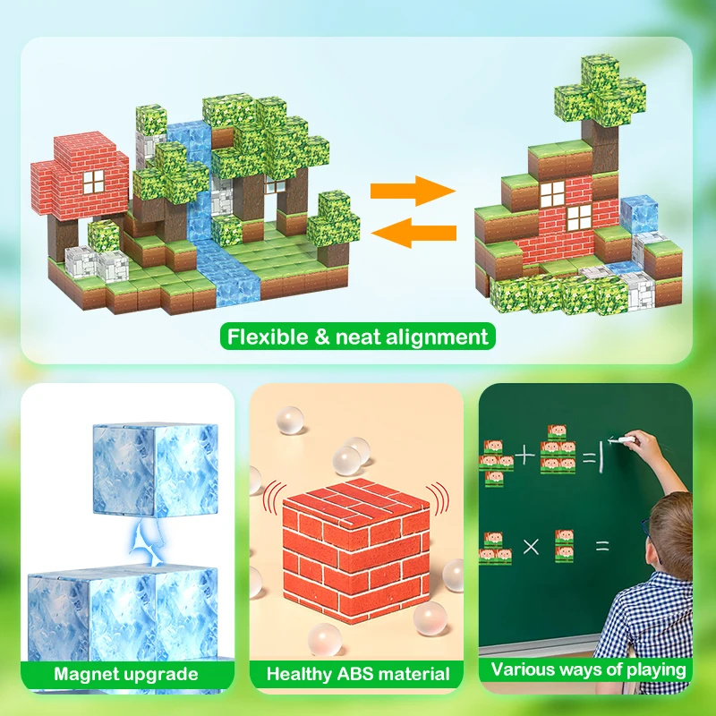 48/85/104/154PCS magnetic building block toys, DIY magnetic block toys, let children learn to build space, easy to assemble