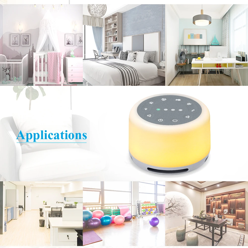 White Noise Sound Machine with Mood Light Natural Sound Machine Rechargeable Playback Memory & Timing Sleep Therapy for Bedroom