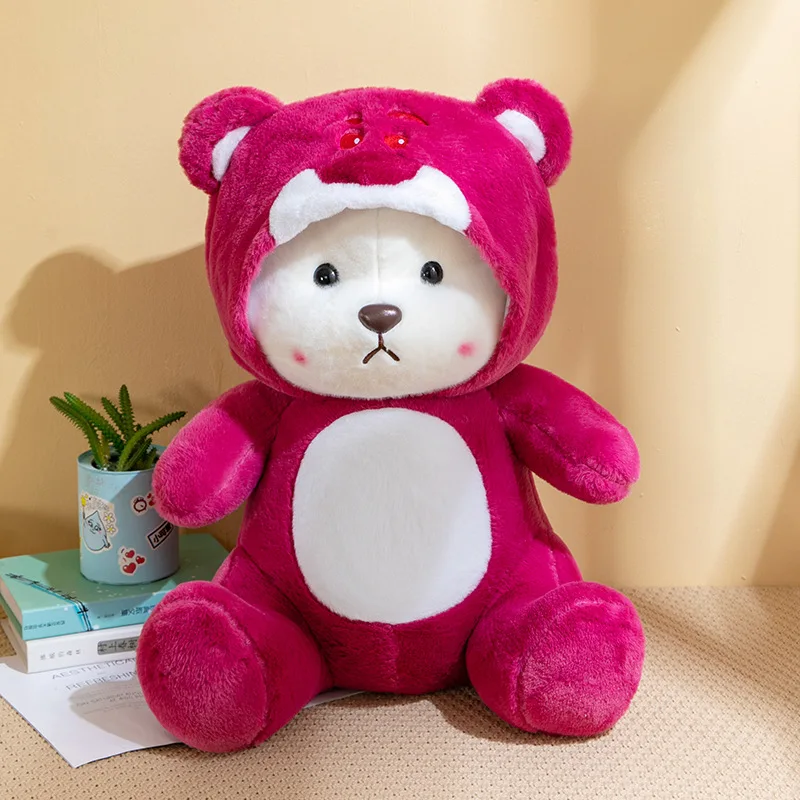 50cm Stitch Transforms Cute Bear Doll Stitch Teddy Bear Plush Toys Strawberry Bear Valentine\'s Day Gift for Girls