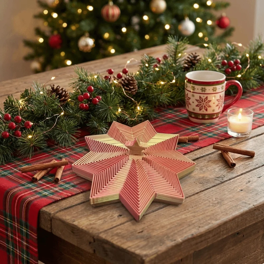 Spiral Octagonal Christmas Tree Spiral Stretching 3D Printed Fractal Fidget Star Model Funny Relaxation Visual Illusion Hexagon