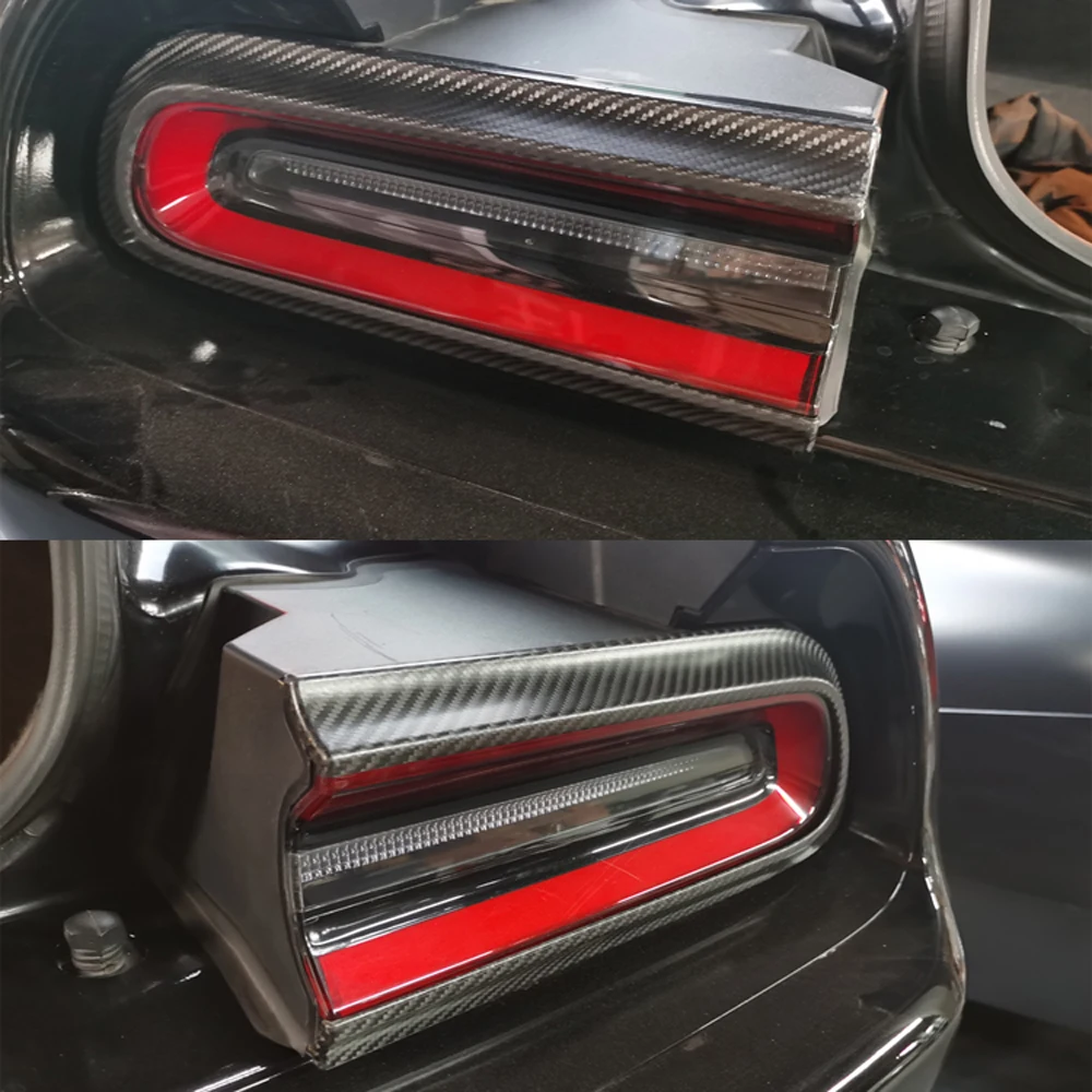 Car Rear Taillight Lamp Cover Rear Light Cover Real Dry Carbon Fiber for Dodge Challenger 2015up