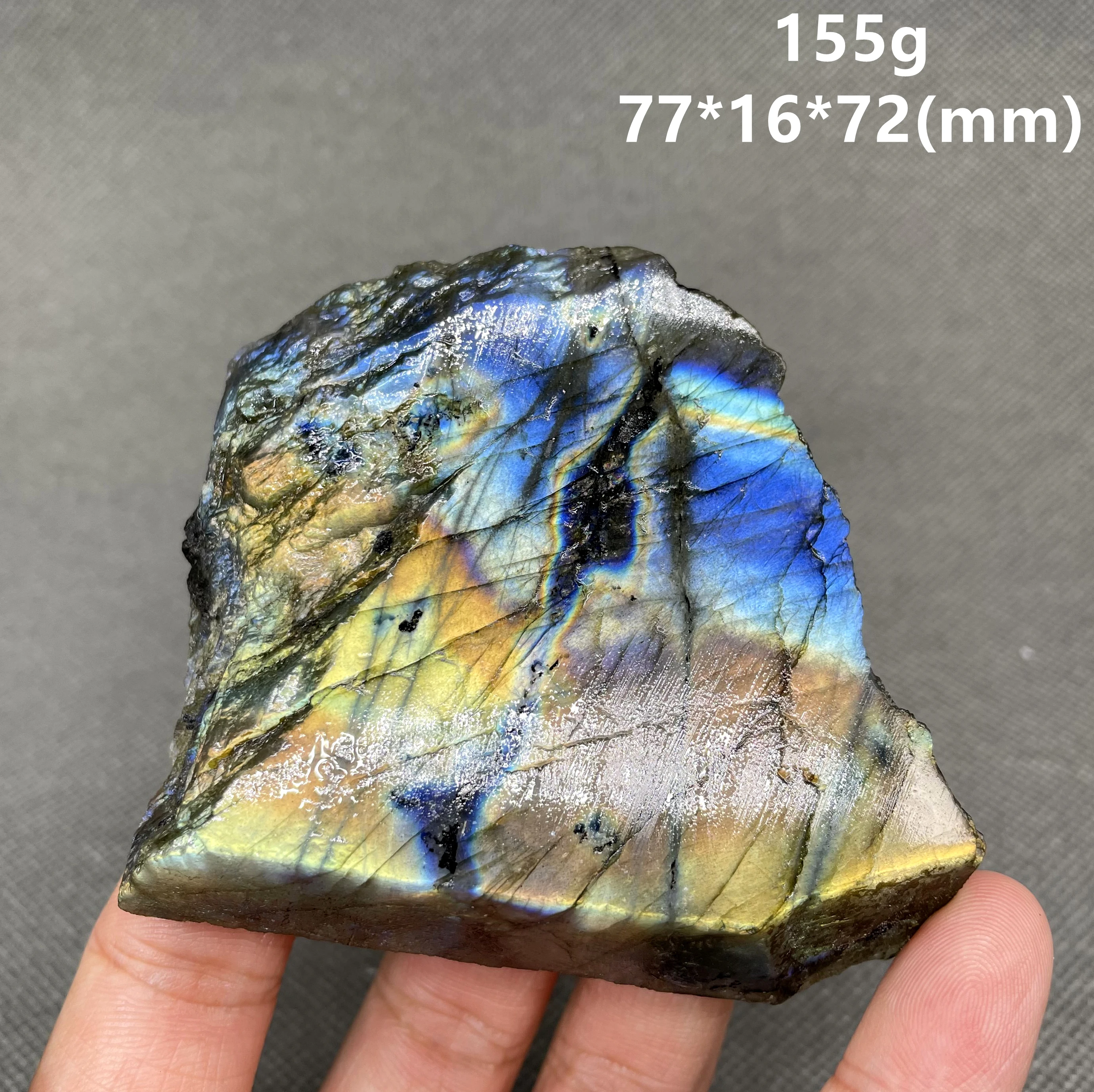 천연 화려한 래브라도라이트 슬라이스 석영 광물 표본 + 치유 석영 결정과 돌 암석 원석