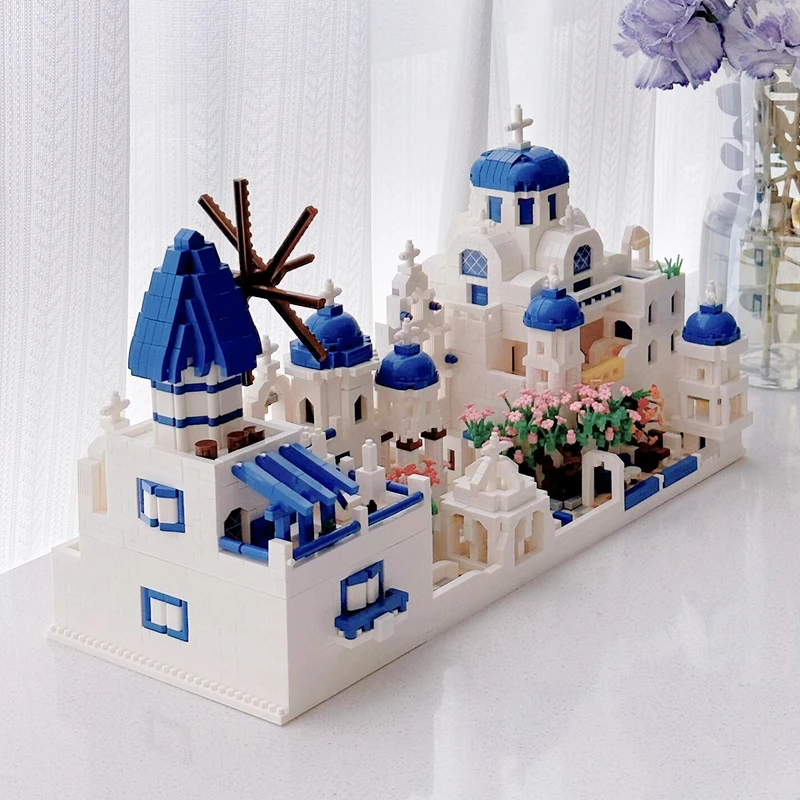 4310pcs Santorini Building Blocks Set Love Sea Architecture Model MOC Bricks DIY Adult Kids Assembly Toys Birthday Gifts