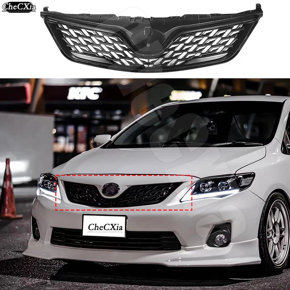 Modified For Toyota Corolla Racing Grill For Corolla 2010-2013 Modified Front Bumper Mesh Cover Front Grill Grille For Trims