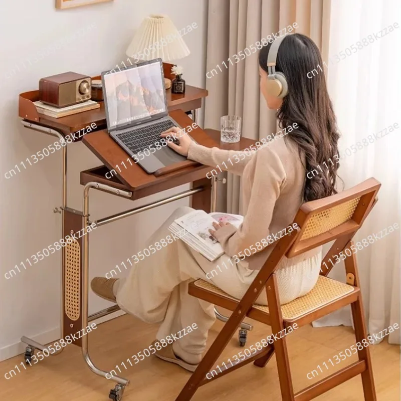 Solid Wood Adjustable Standing Computer Desks Home Student Study Table Multifunctional Office Workstation Bedroom Bedside Table