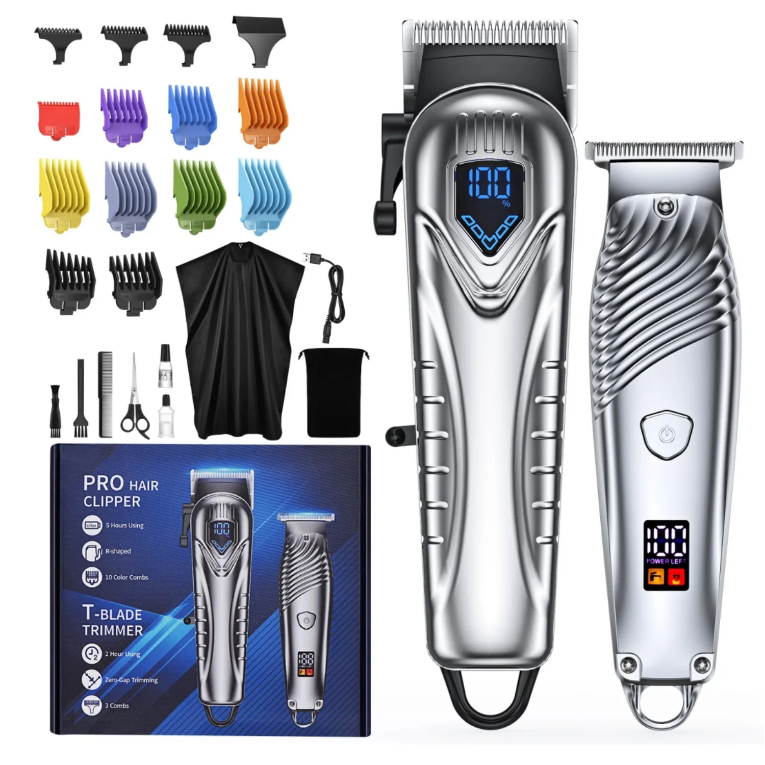 Hair Clipper Set for Men, Beard Trimmer, Hair Trimmer, , Shaver, Grooming Set IPX7 Waterproof Rechargeable Gift for Men