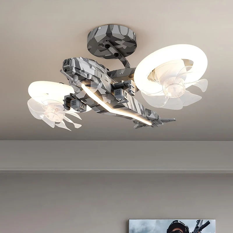 Modern airplane pendant light decoration fan pendant light children's room pendant light intelligent application lighting