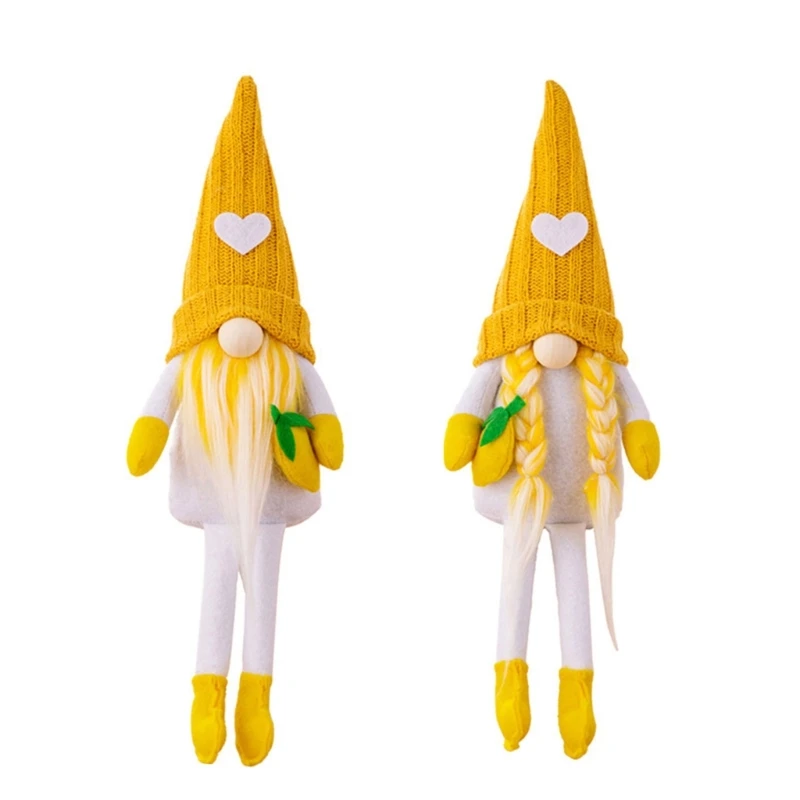 Ciondolo gnomo limone estivo a gamba lunga peluche simpatico elfo bambola ornamento per decorazione del desktop del da