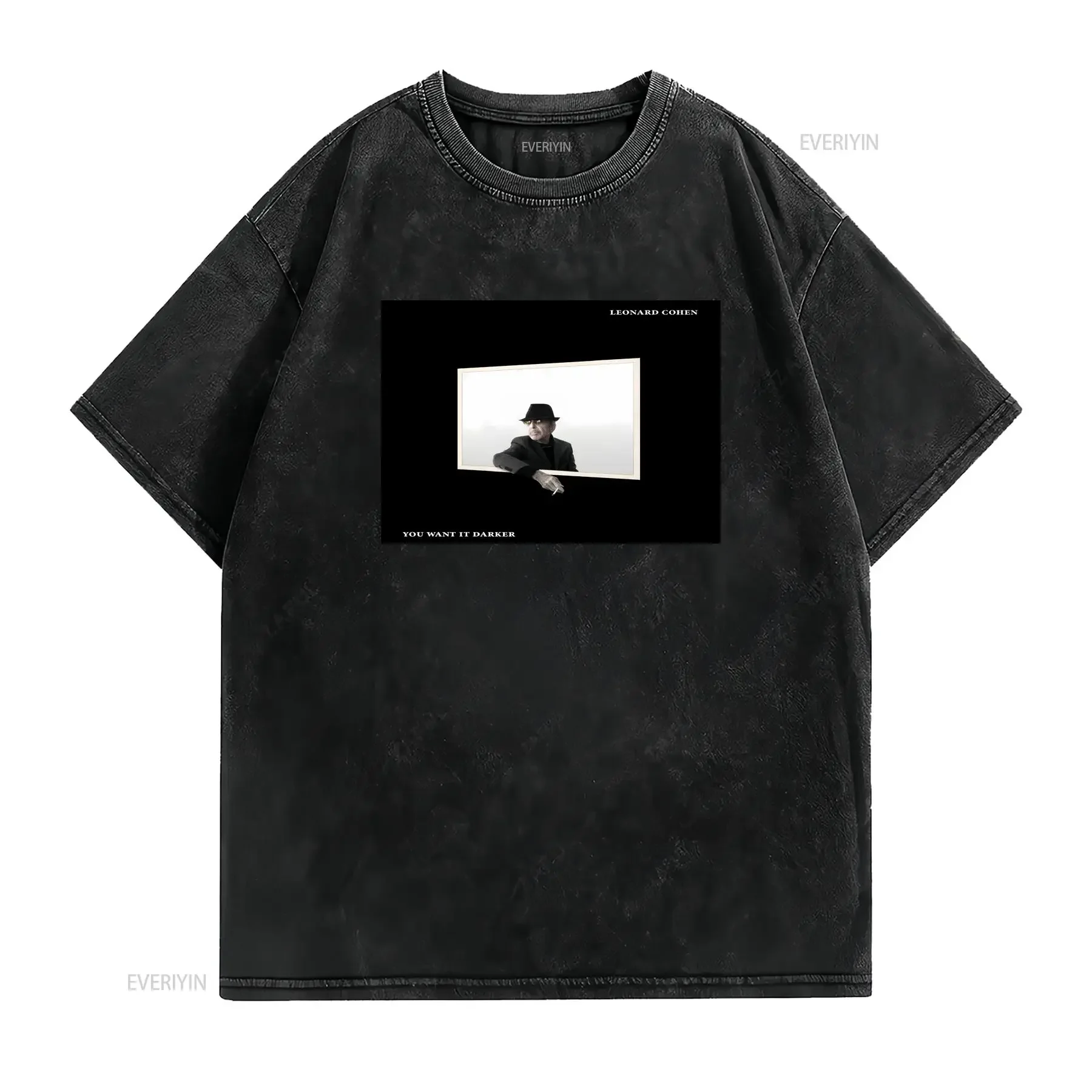 LEONARD COHEN T SHIRT you want it darker vinyl cd cover SMALL MEDIUM LARGE XL vintage Washed Top For Everyday Wear
