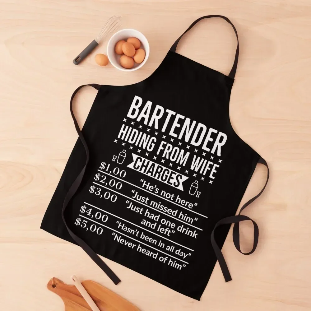 

Bartender Hiding From Wife Charges Funny Apron professional hairdresser Kitchen And Home Items Apron