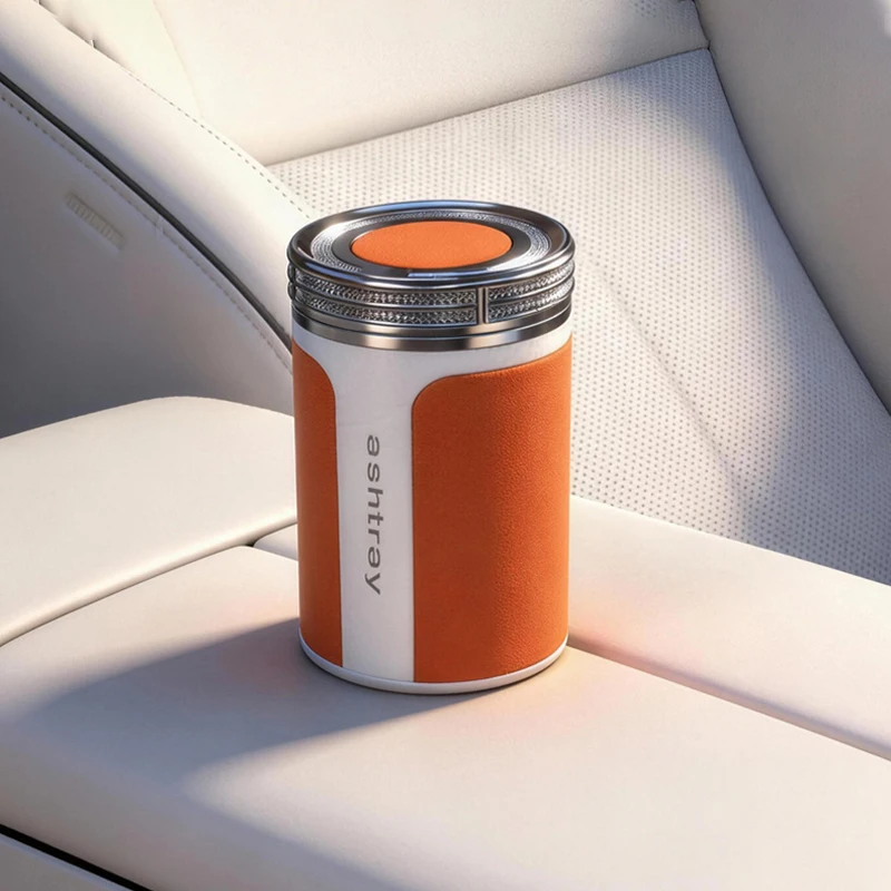 

1Pc Portable LED Ashtray for Car, Odor Proof with Lid, Auto Interior Gadgets, Universal Cigarette Holder Night Light