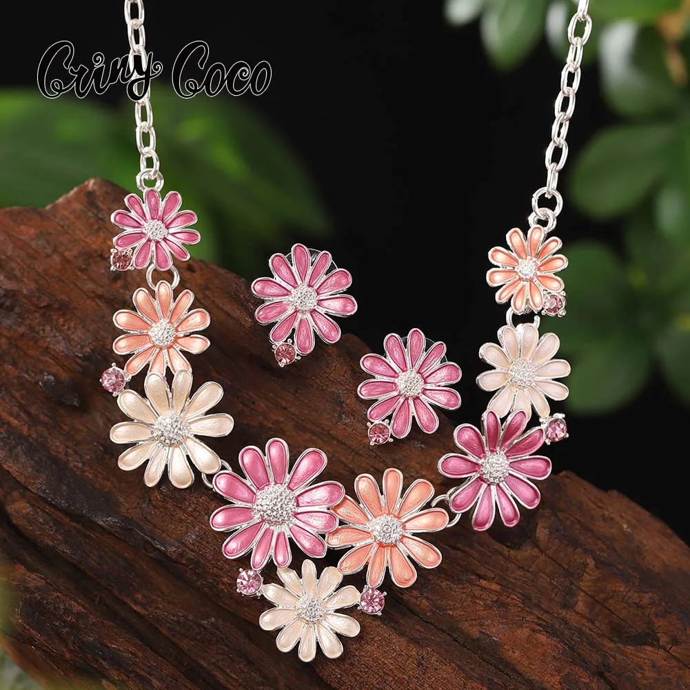 

Cring Coco Multi Color Collar Women's Flower Necklace Fashion Simple Cute Enamel Necklace Mother's Day Jewelry Accessories 2024