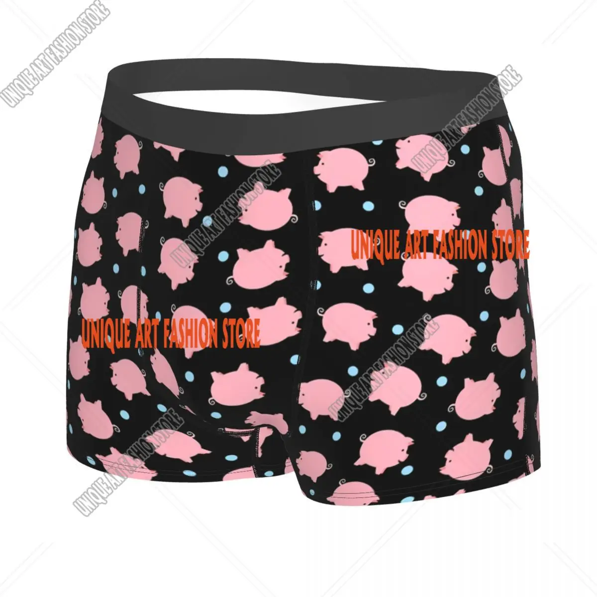 Custom Male Cool Pig Pattern Pink Piglet Farm Underwear Animal Piggy Lover Boxer Briefs Breathable Shorts Panties Underpants