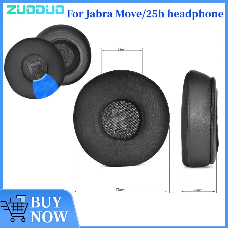 

ZUODUO Leather Sleeve Cooling Gel Replacement Earpad for Jabra Move / 25h Headphone