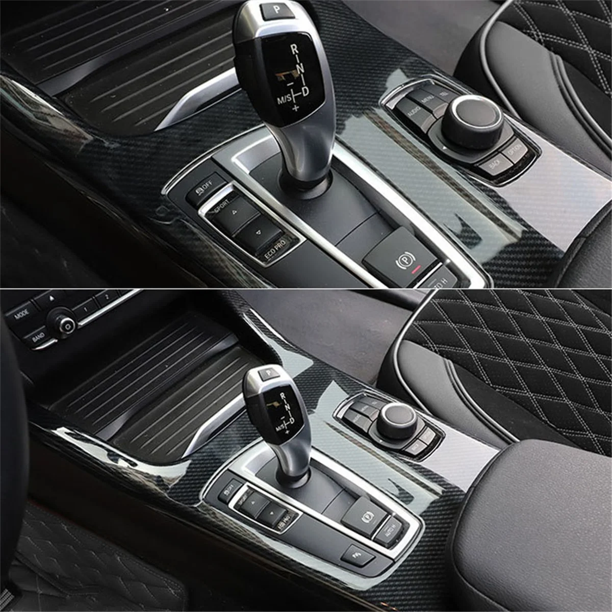 Carbon Fiber ABS Gear Shift Knob Panel Cover Trim Door Panel Set Cover Trim for BMW X3 X4 F26 2011-2016