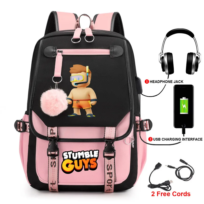 Tripping Peoplestumble cercando a mochila jogo, mochila estudante, saco de computador USB, moda