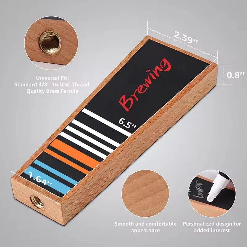 Wooden Beer Tap Handle with Small Black Chalkboard, DIY Homebrew Kegerator Beer Keg Tower Dispenser Handle,Writable,Best For Bar